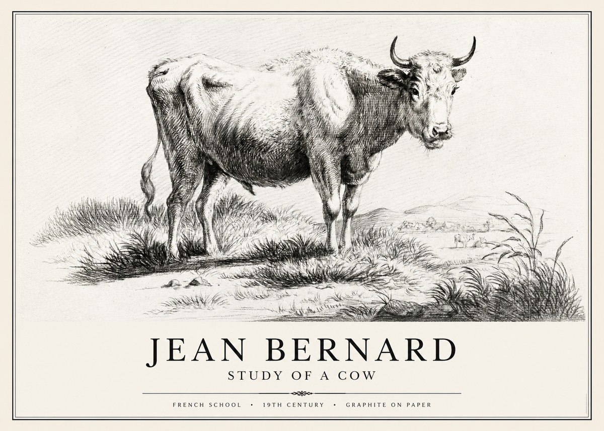 Jean Bernard Study of a Cow XVI No4 - Poster