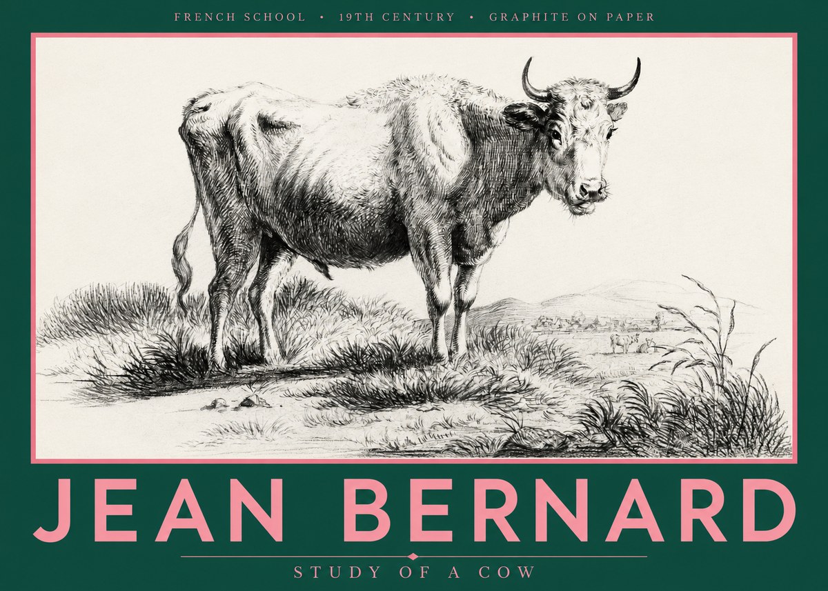 Jean Bernard Study of a Cow XVI No5 - Poster