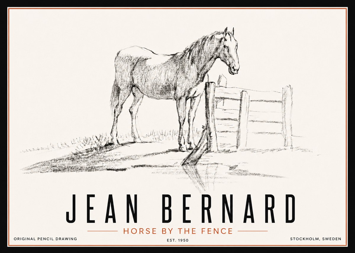 Jean Bernard Horse by the Fence No5 - Poster