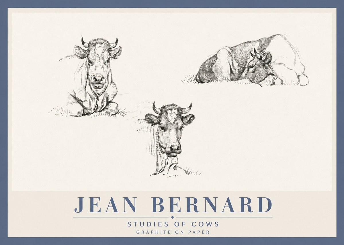 Jean Bernard Studies of Cows II No4 - Poster