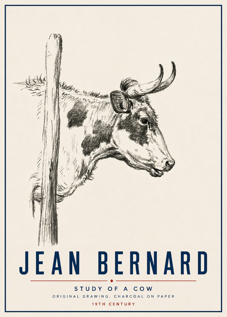 Jean Bernard Study of a Cow XVII No5 - Poster