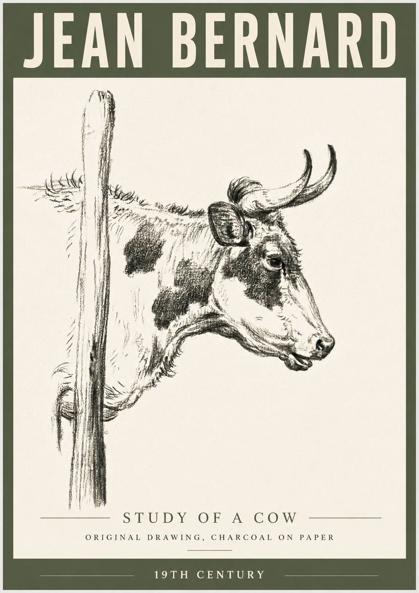 Jean Bernard Study of a Cow XVII No6 - Poster