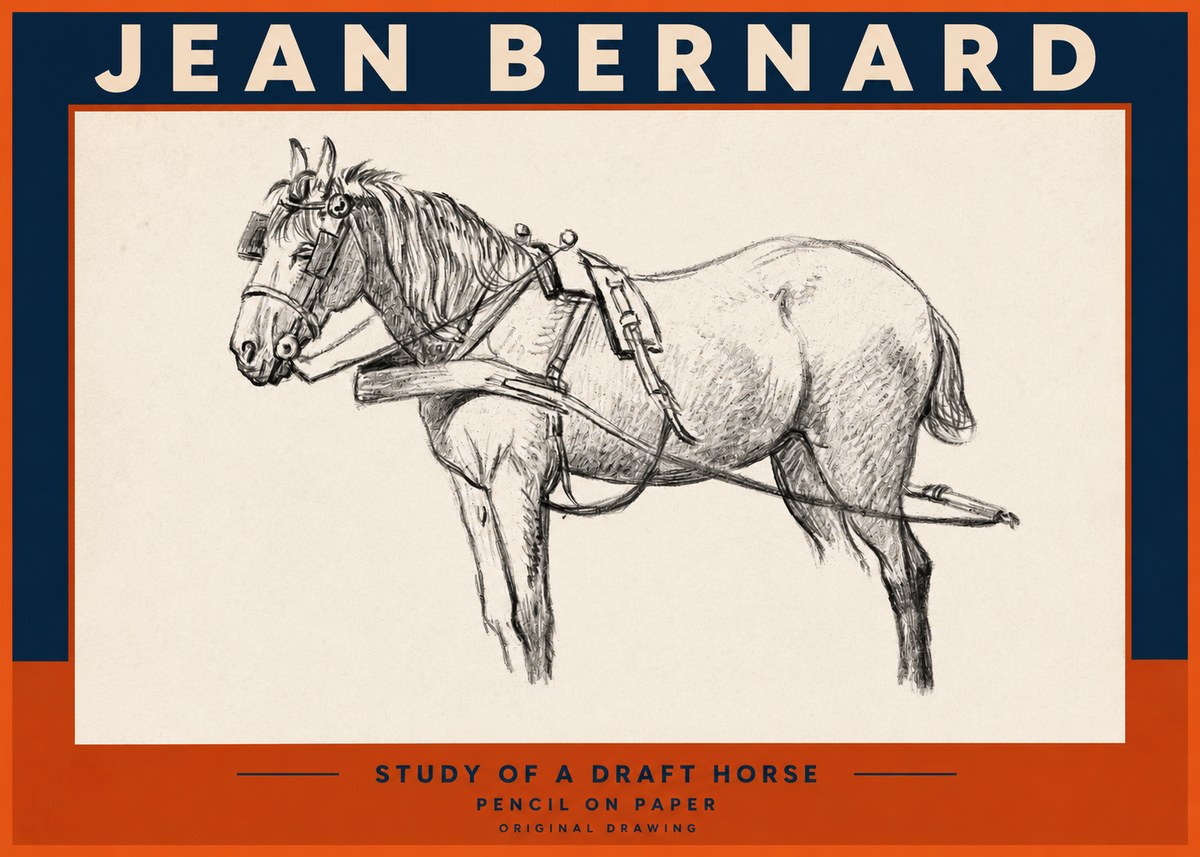 Jean Bernard Study of a Draft Horse I No2 - Poster