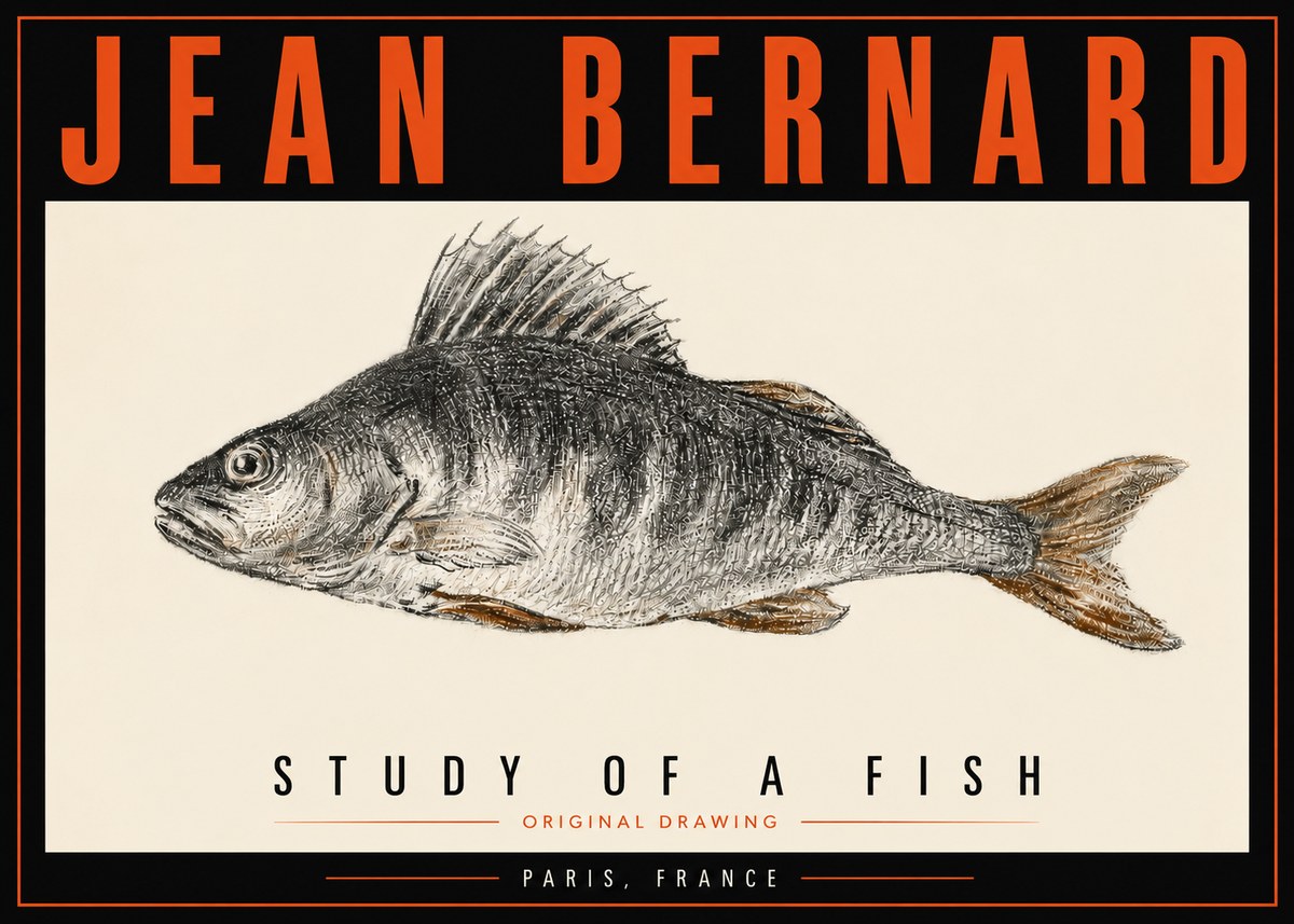 Jean Bernard Study of a Fish IV No5 - Poster