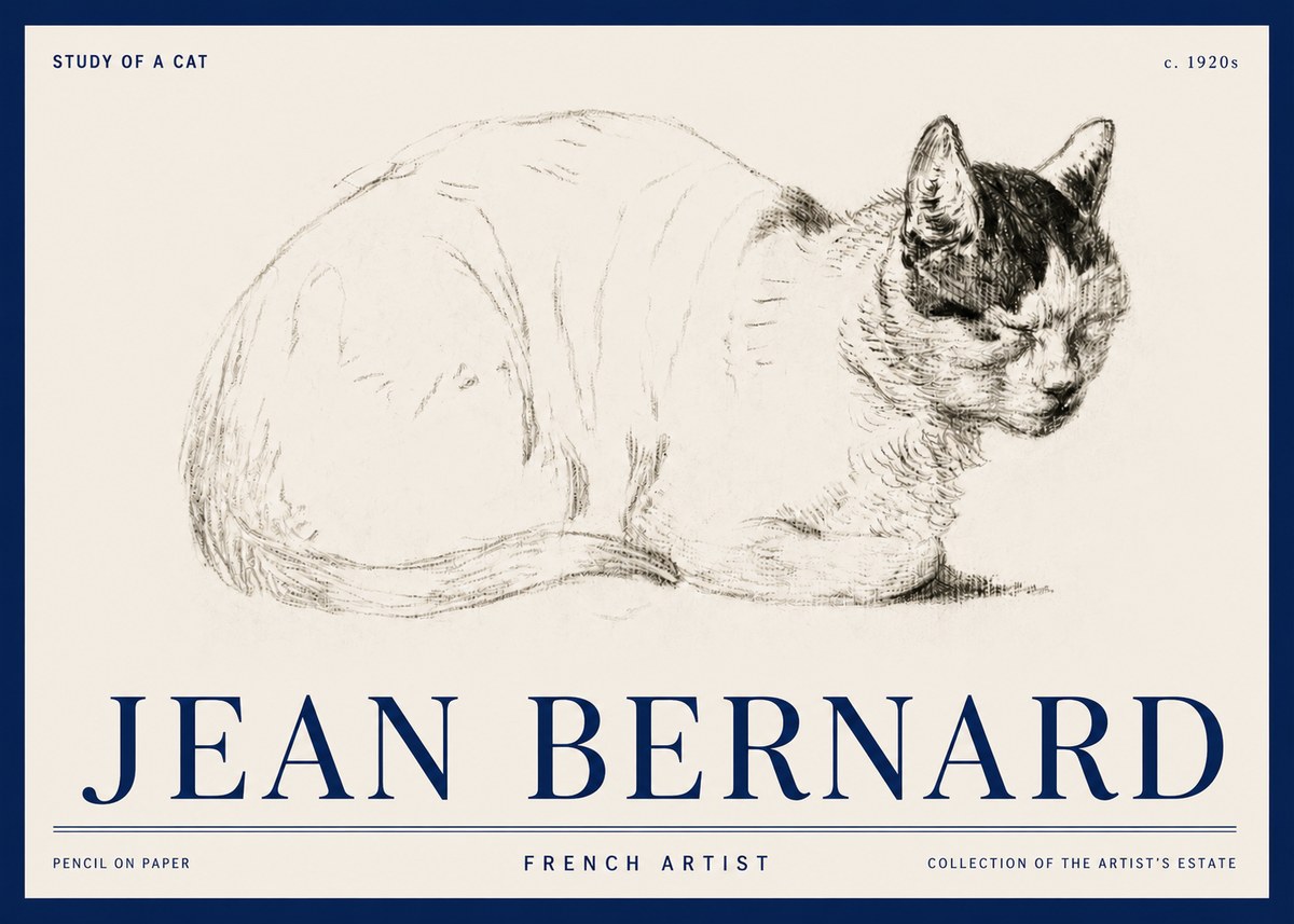 Jean Bernard Study of a Cat III No3 - Poster