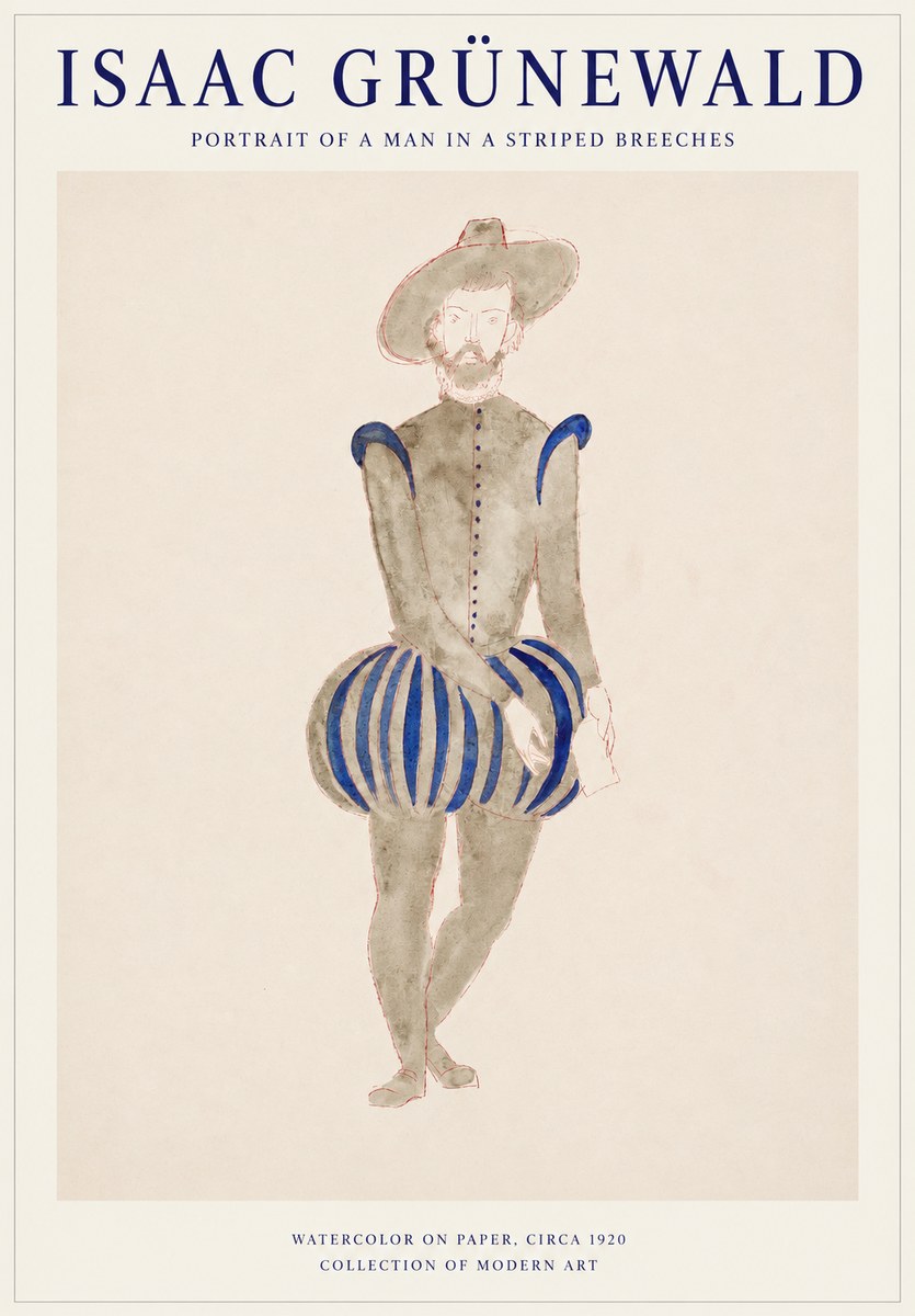 Isaac Grünewald Portrait of a Man in a Striped Breeches No1 - Poster