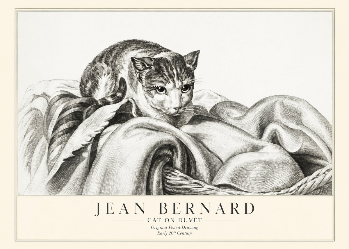 Jean Bernard Cat on a Blanket No3 - Poster