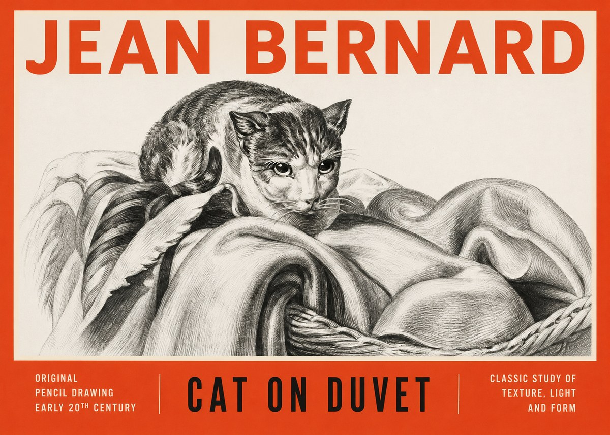 Jean Bernard Cat on a Blanket No4 - Poster