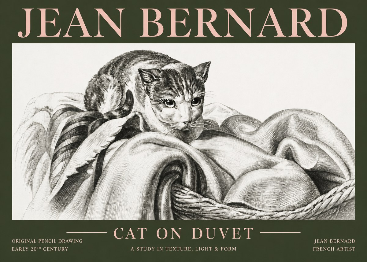 Jean Bernard Cat on a Blanket No5 - Poster