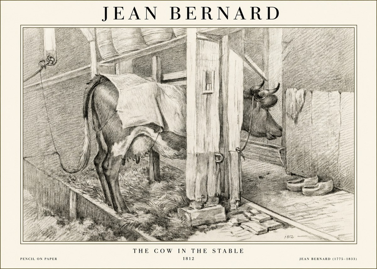 Jean Bernard The Cow in the Stable No1 - Poster