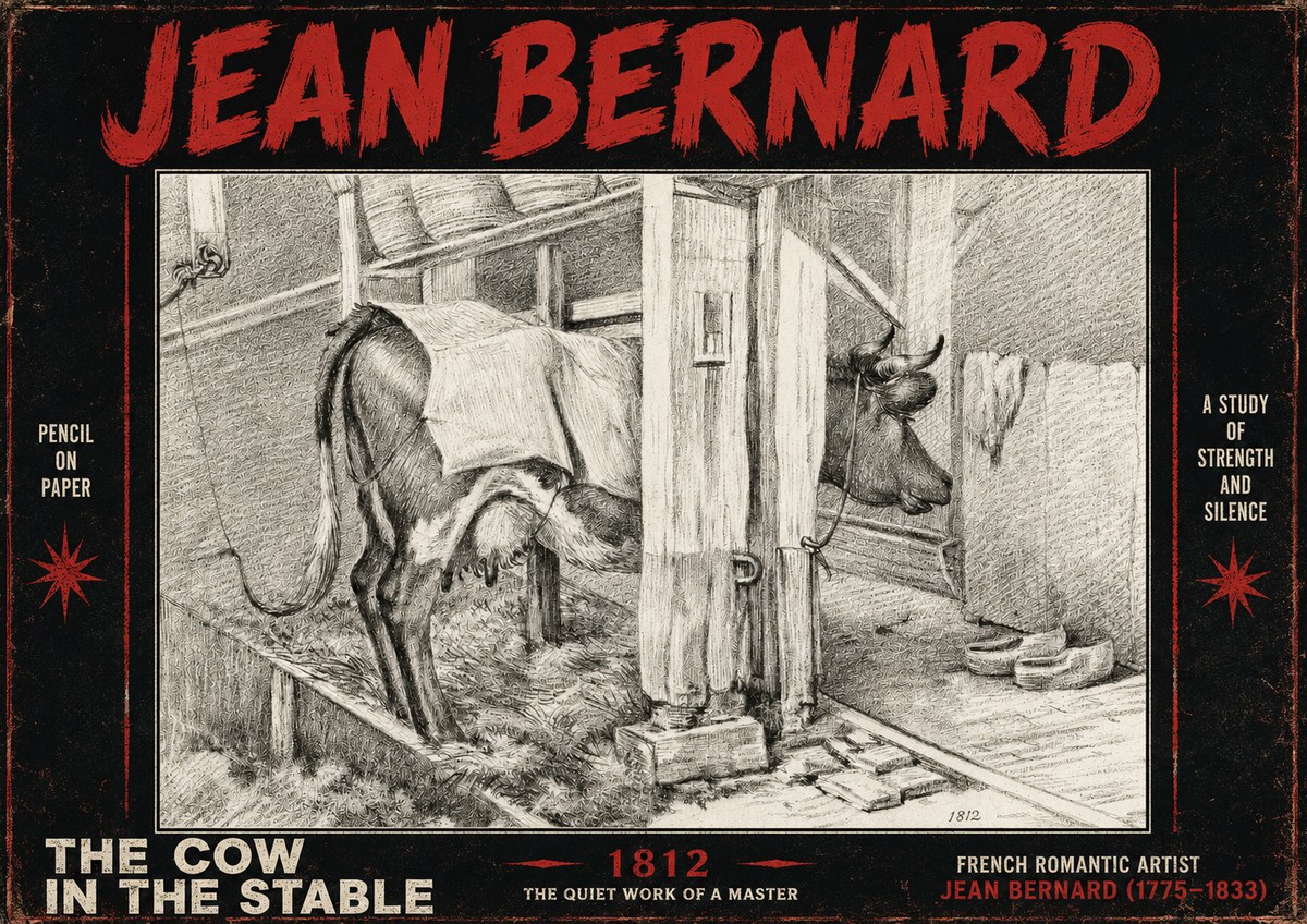 Jean Bernard The Cow in the Stable No4 - Poster