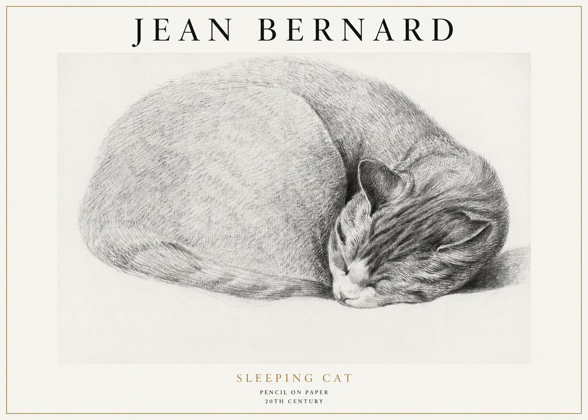Jean Bernard Sleeping Cat IX No1 - Poster