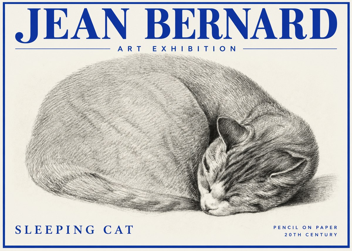 Jean Bernard Sleeping Cat IX No2 - Poster