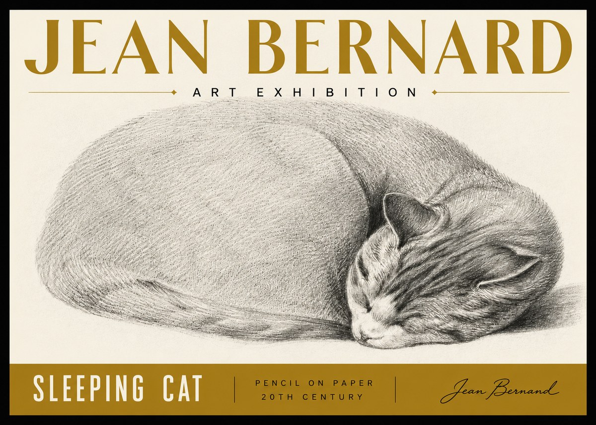 Jean Bernard Sleeping Cat IX No6 - Poster