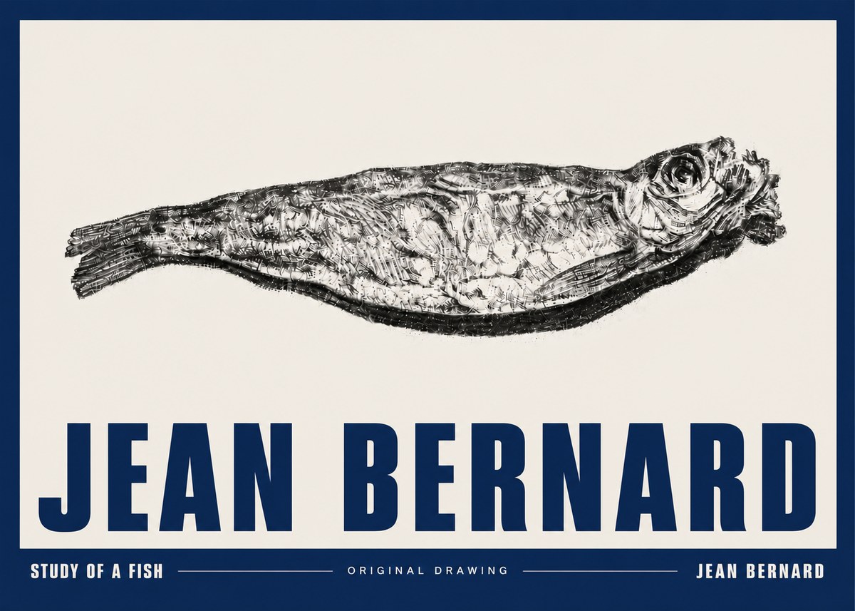 Jean Bernard Study of a Fish V No5 - Poster