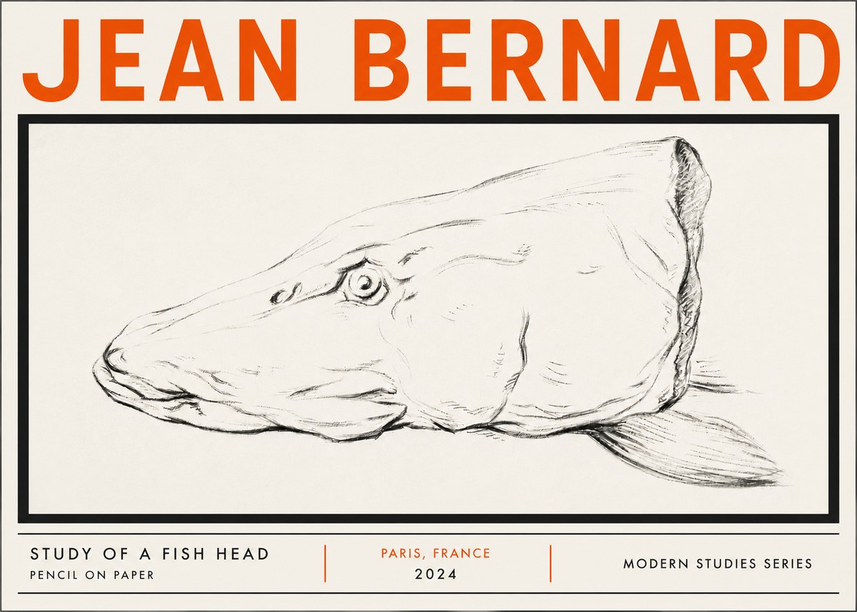 Jean Bernard Study of a Fish Head No5 - Poster