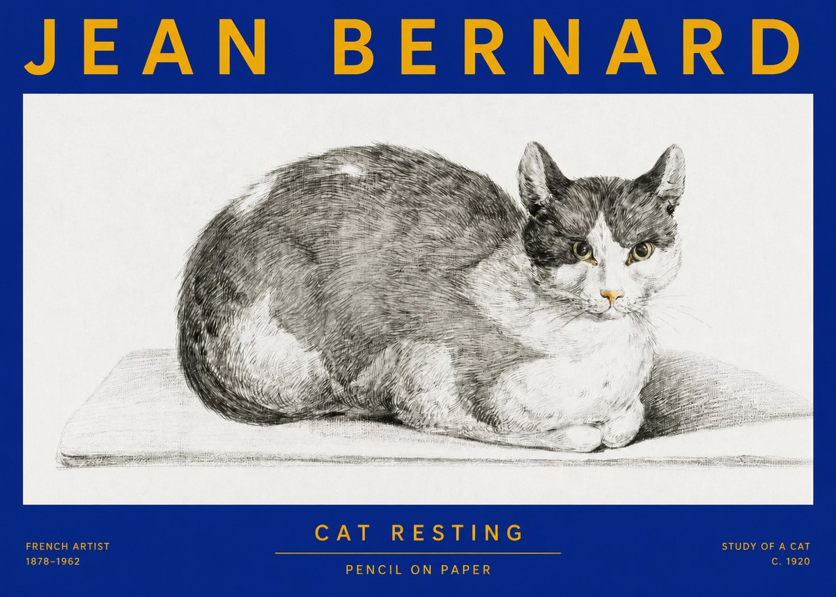 Jean Bernard Cat Study XI No4 - Poster