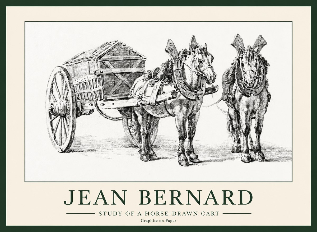 Jean Bernard Horse Team and Cart No2 - Poster
