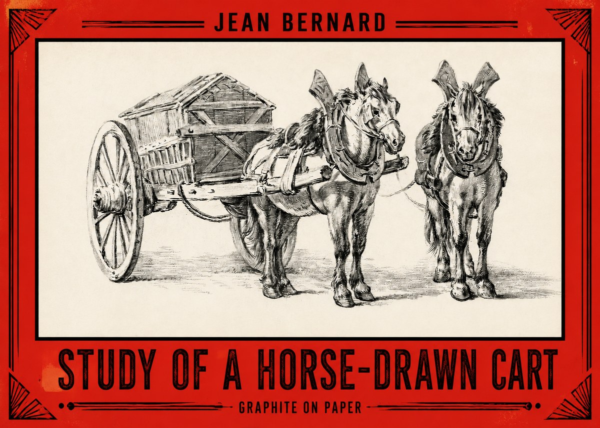 Jean Bernard Horse Team and Cart No3 - Poster