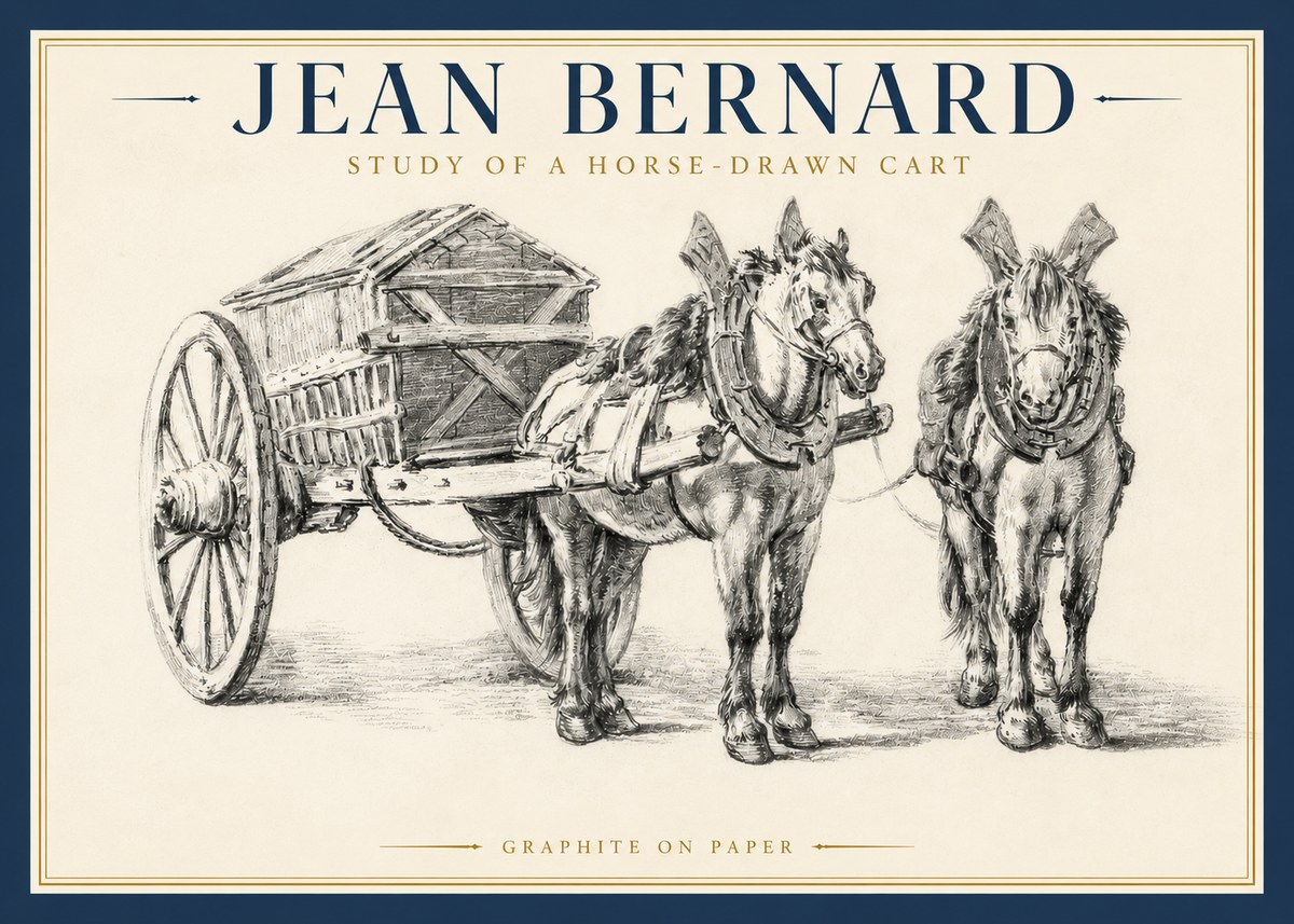 Jean Bernard Horse Team and Cart No4 - Poster