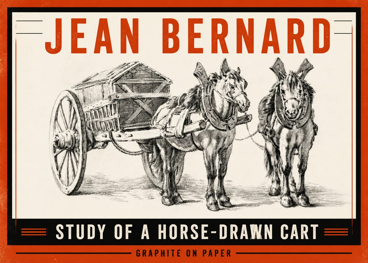 Jean Bernard Horse Team and Cart No5 - Poster