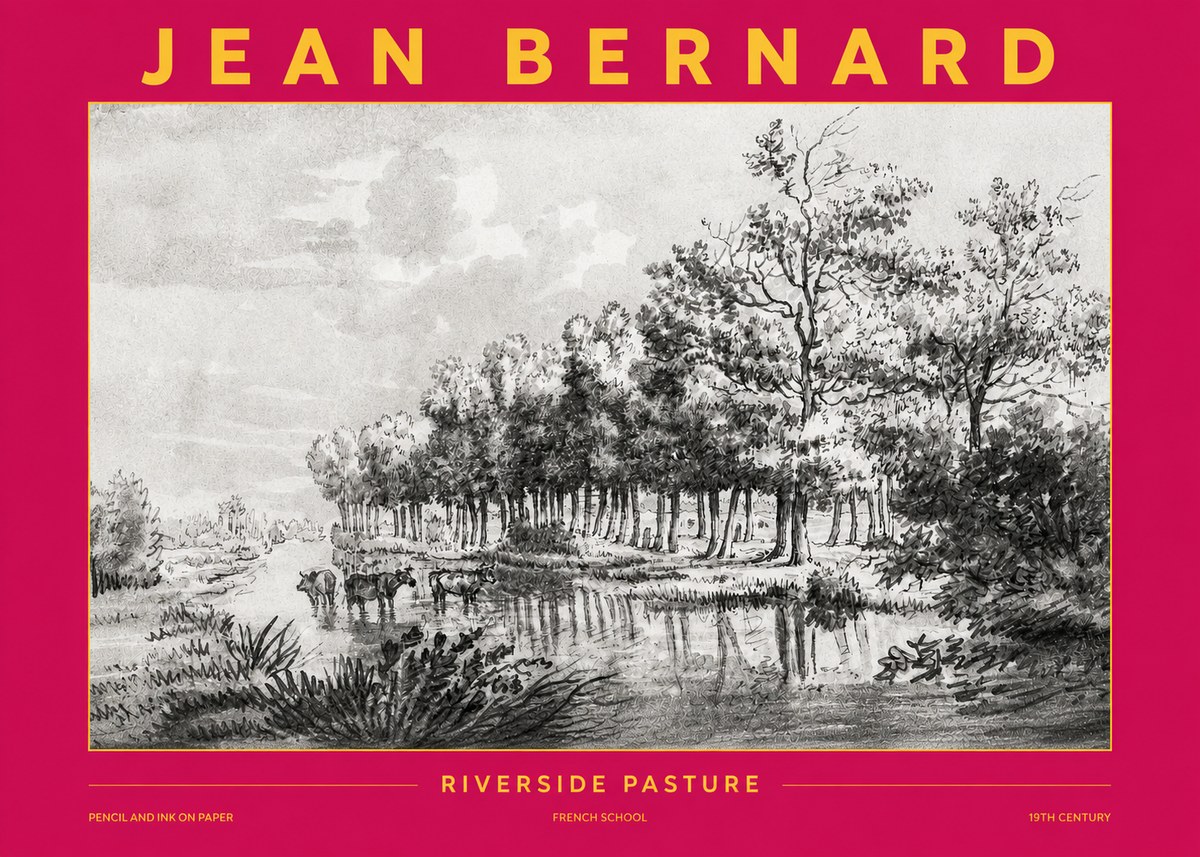 Jean Bernard Riverside Pasture No2 - Poster
