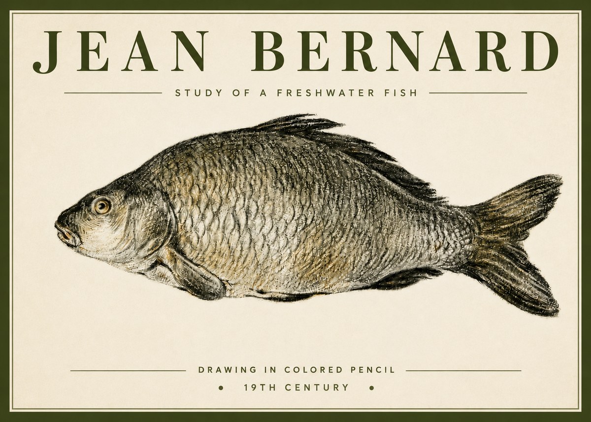 Jean Bernard Study of a Freshwater Fish No4 - Poster