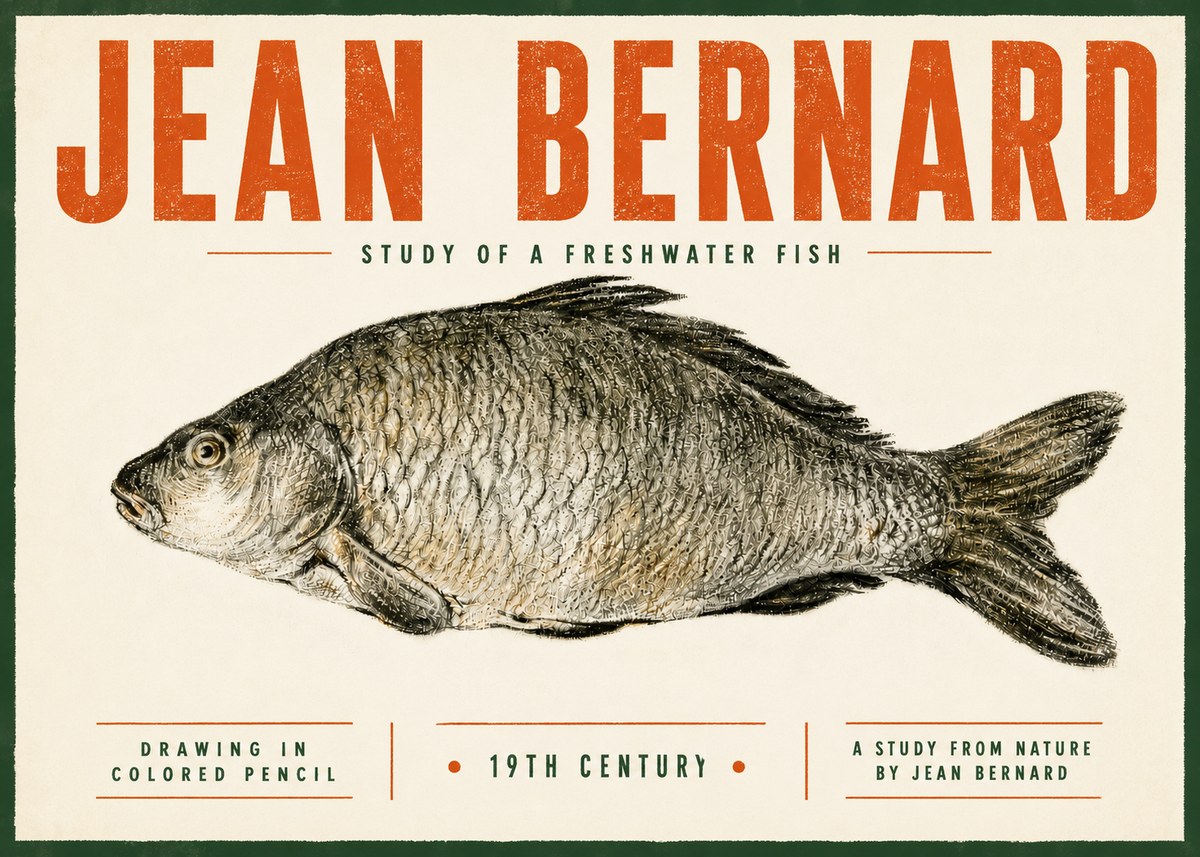 Jean Bernard Study of a Freshwater Fish No5 - Poster