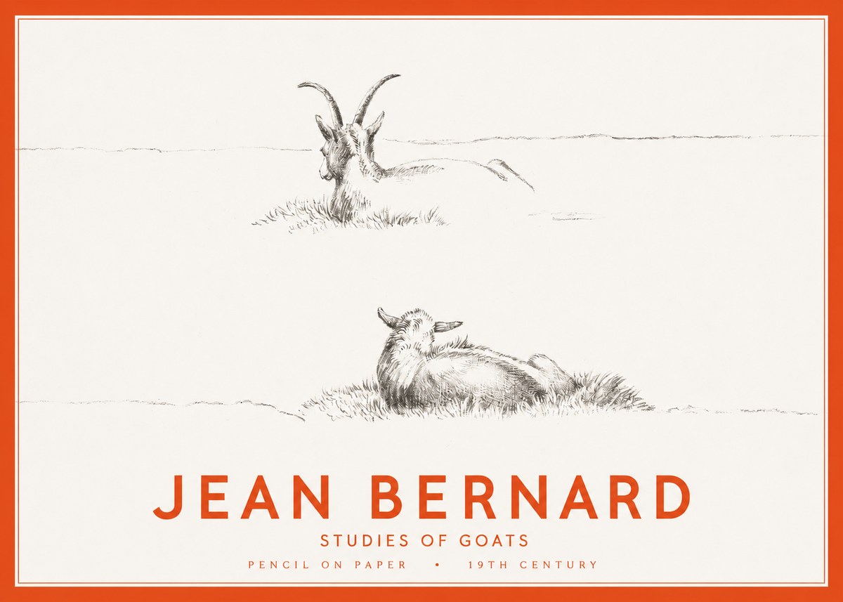Jean Bernard Two Goats Resting No3 - Poster