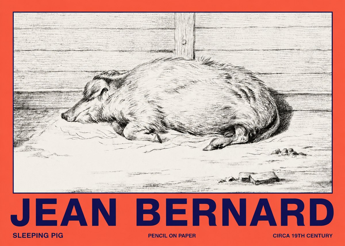 Jean Bernard Sleeping Pig I No2 - Poster
