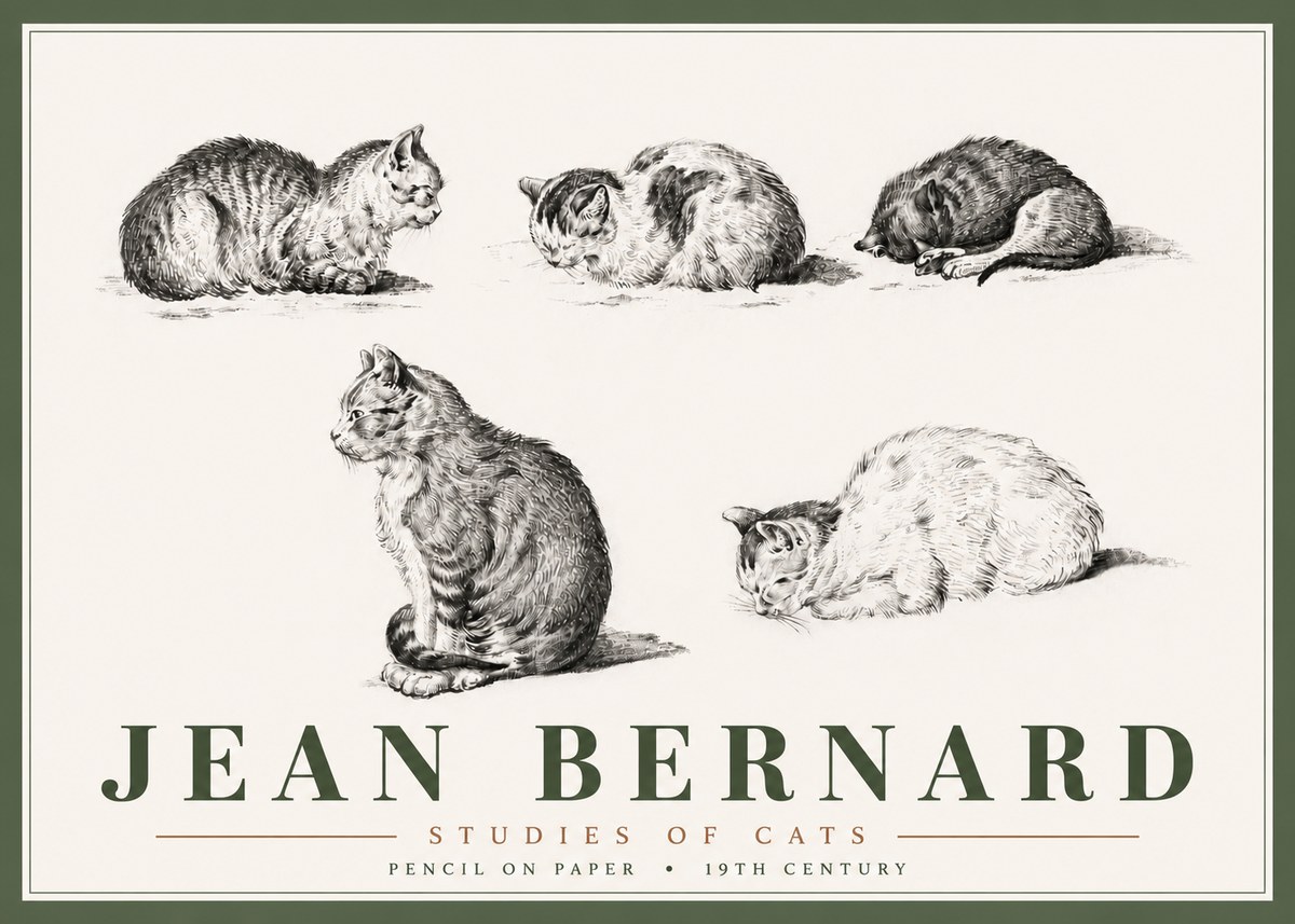 Jean Bernard Studies of Cats No6 - Poster