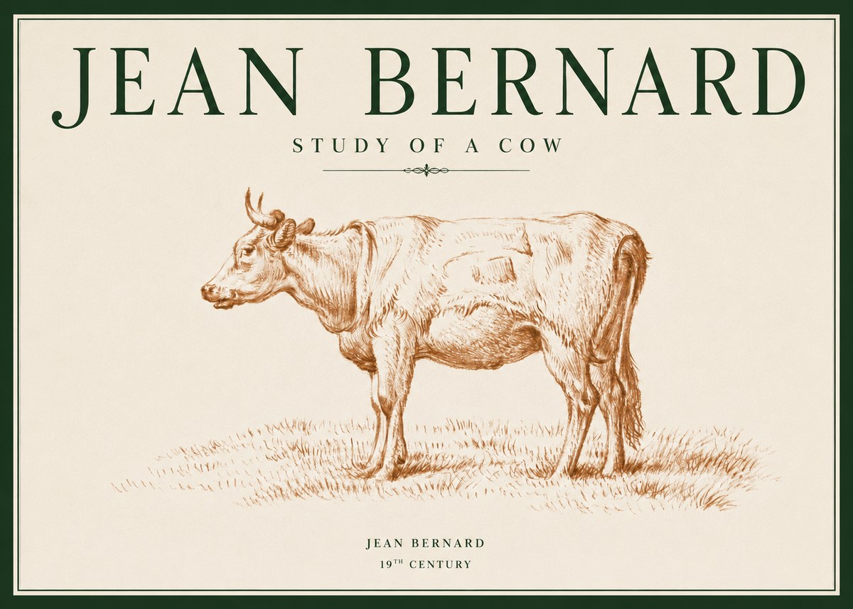 Jean Bernard Study of a Cow XIX No3 - Poster