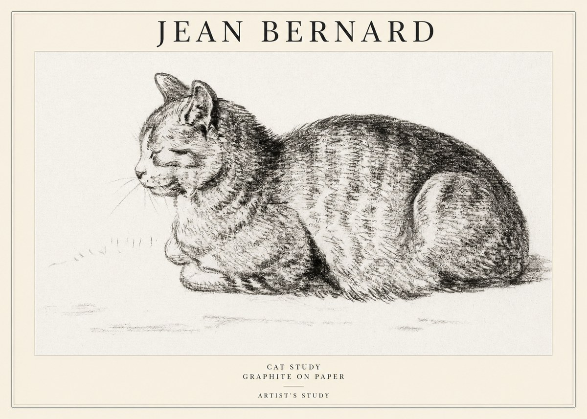 Jean Bernard Cat Study XII No1 - Poster