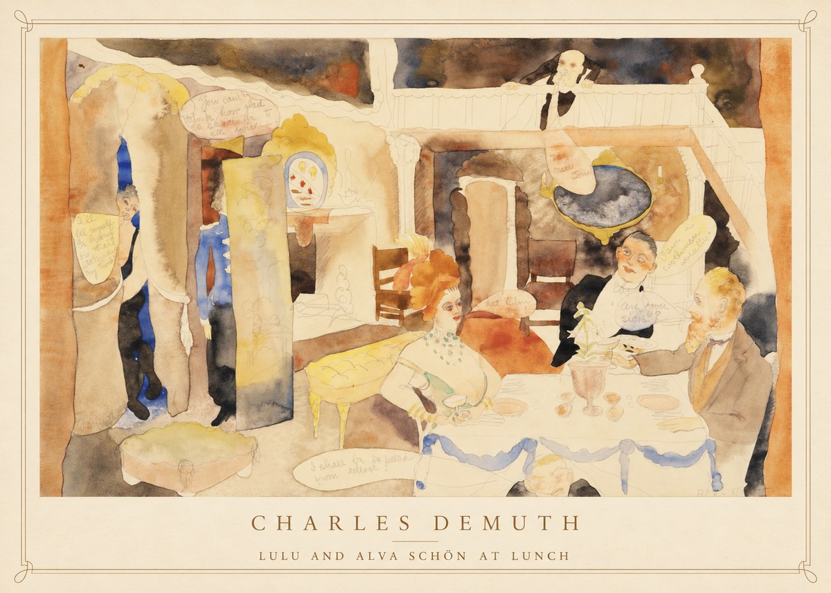Charles Demuth Lulu and Alva Schön at Lunch No4 - Poster