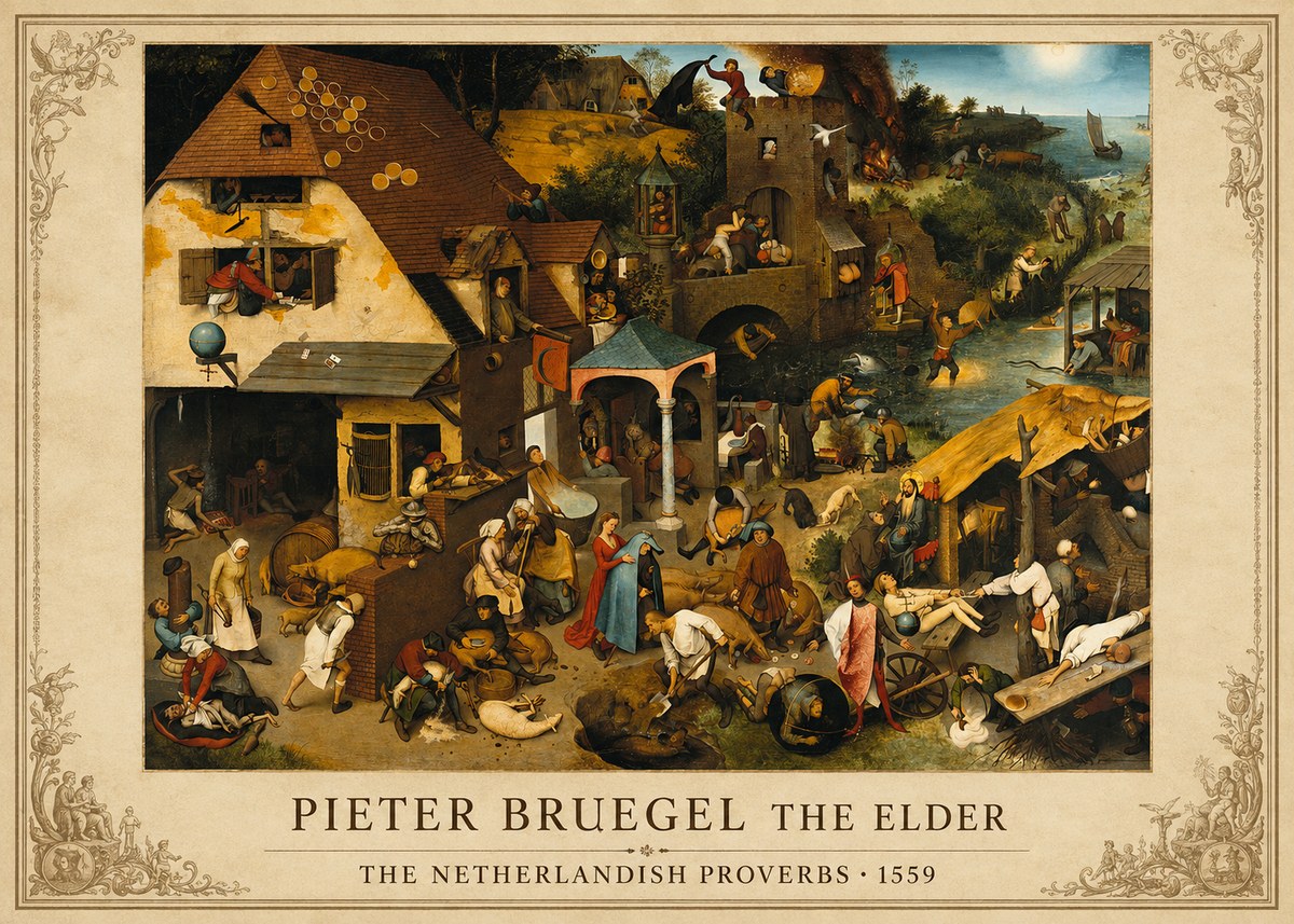 Pieter Bruegel The Netherlandish Proverbs I No1 - Poster