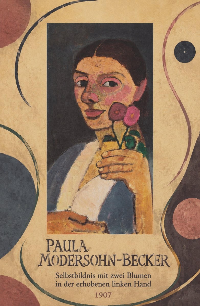 Paula Modersohn-Becker Selbstbildnis Mit Zwei Blumen in Der Erhobenen Linken Hand No3 - Poster