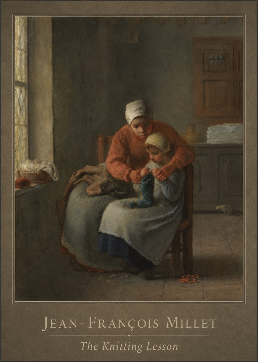 Jean-François Millet The Knitting Lesson II No1 - Poster