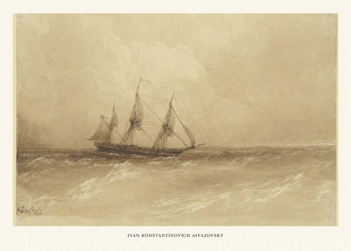 Ivan Konstantinovich Aivazovsky Sailing Ship, 1843 No6 - Poster
