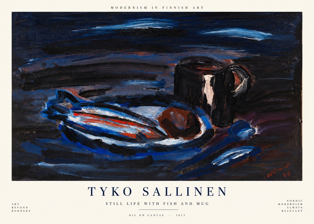 Tyko Sallinen Still Life with Fish and Mug No1 - Poster