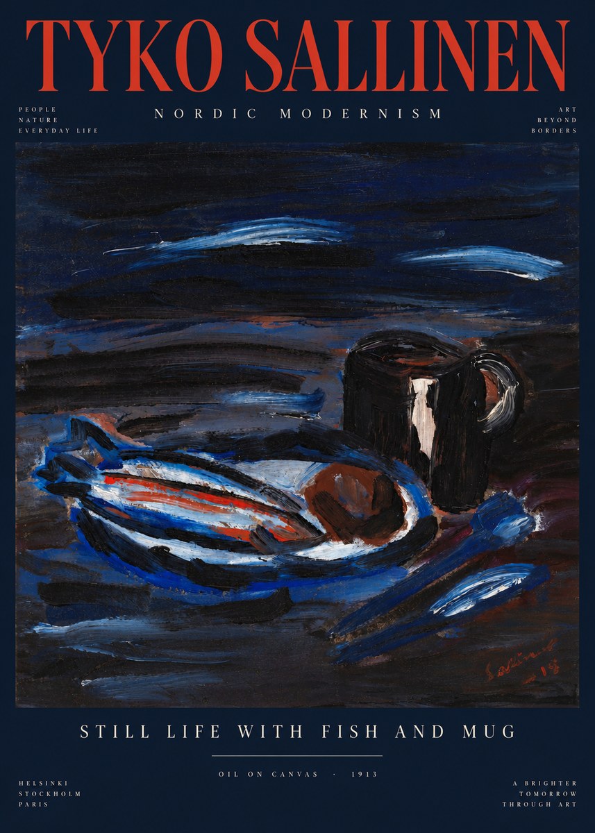 Tyko Sallinen Still Life with Fish and Mug No4 - Poster