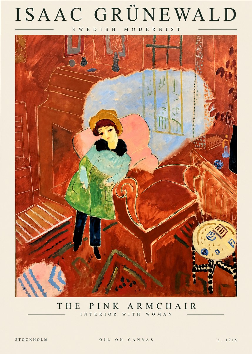Isaac Grünewald Interior with Young Girl No2 - Poster