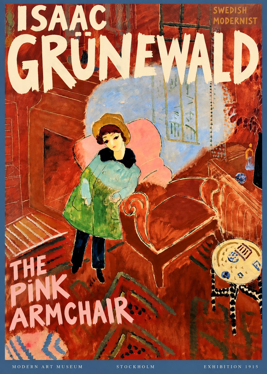 Isaac Grünewald Interior with Young Girl No3 - Poster