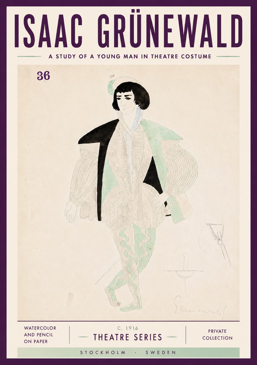 Isaac Grünewald A Study of a Young Man in Theatre Costume No5 - Poster