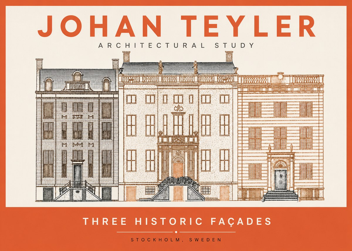 Johan Teyler Architectural Study - Three Historic Façades No2 - Poster