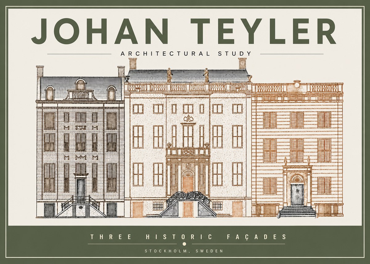 Johan Teyler Architectural Study - Three Historic Façades No3 - Poster