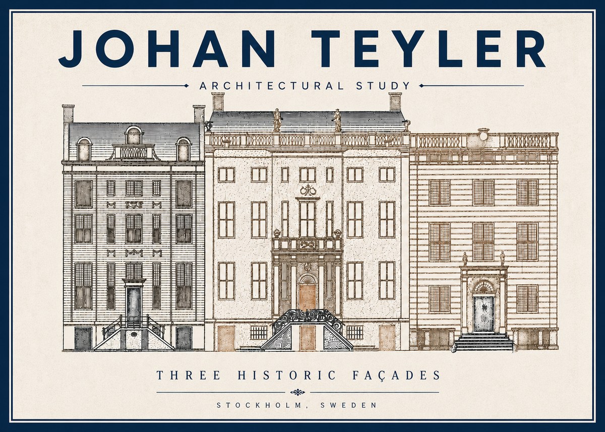 Johan Teyler Architectural Study - Three Historic Façades No4 - Poster