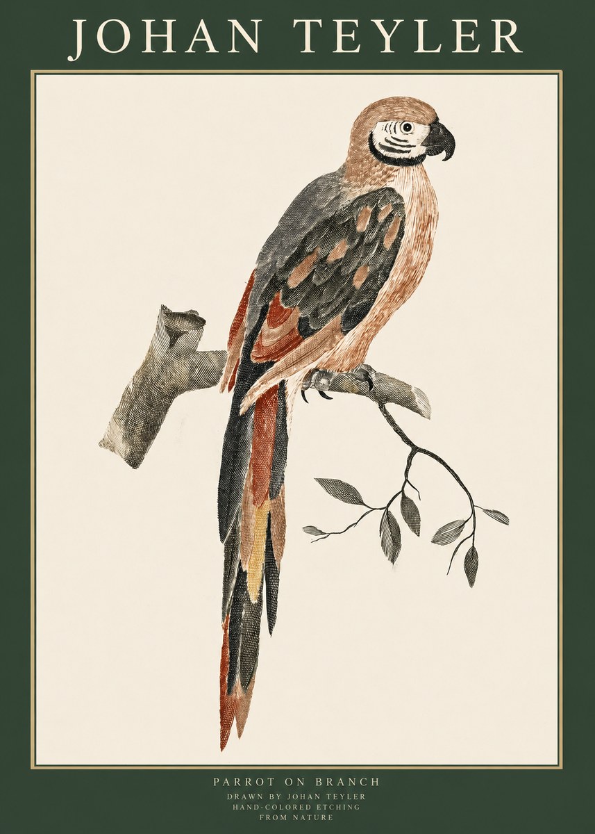 Johan Teyler Parrot on Branch No1 - Poster