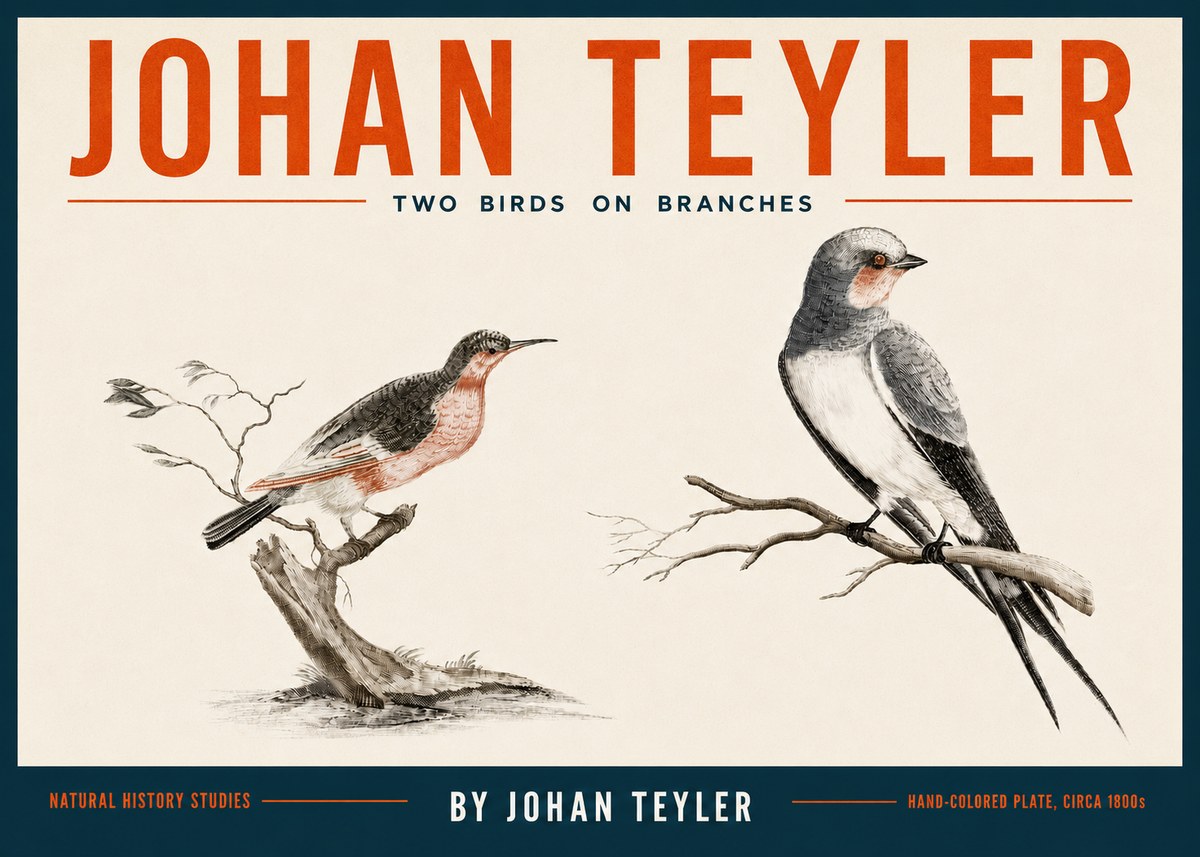 Johan Teyler Two Birds on Branches No4 - Poster