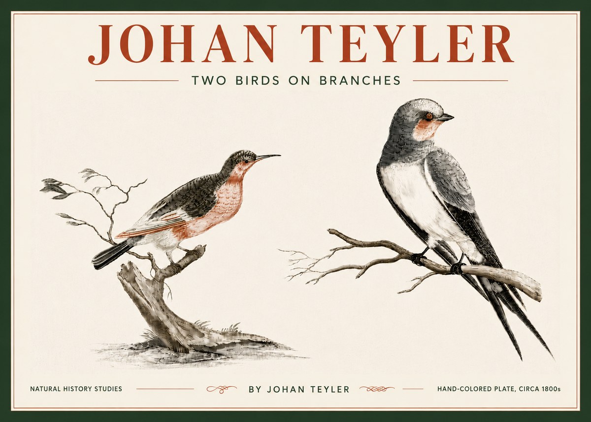 Johan Teyler Two Birds on Branches No6 - Poster
