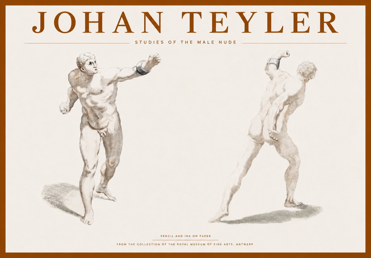 Johan Teyler Studies of the Male Nude No1 - Poster